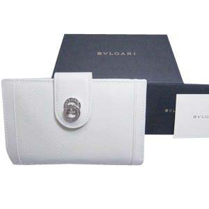 BVLGARI(ブルガリ)　#25250 Woman wallet 2 folds with frame Goat leather chalk/calf leather chalk/P