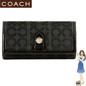 Coach(コーチ) 3つ折り長財布 トライベッカ オプアート チェックブック ブラック 43127