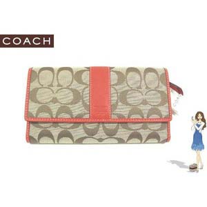 Coach(コーチ) 3つ折り長財布 シグネチャー チェックブック オレンジ 41878