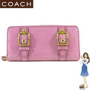 Coach(コーチ) アコーディオン ジップ アラウンド長財布 ゾーイ パテント レザー ピンク 41868